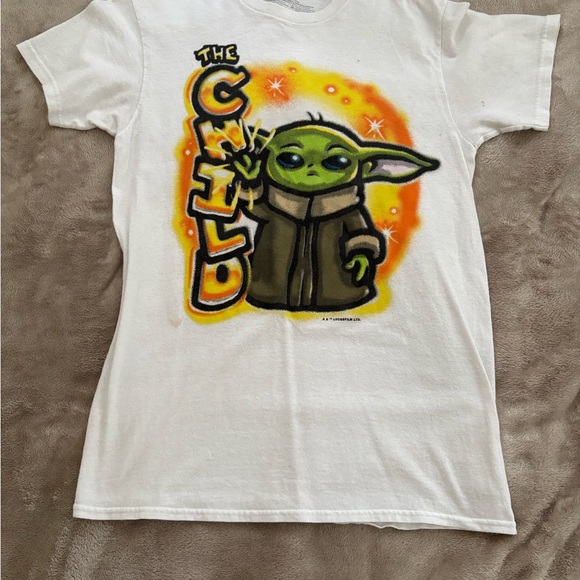 Star Wars Tops - Star Wars Grogu White and Green Short Sleeve Tee